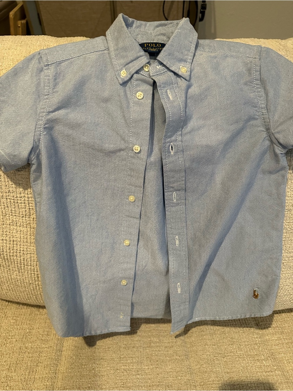 Polo by Ralph Lauren Blue Short-Sleeve Button-Down Shirt Size 6
